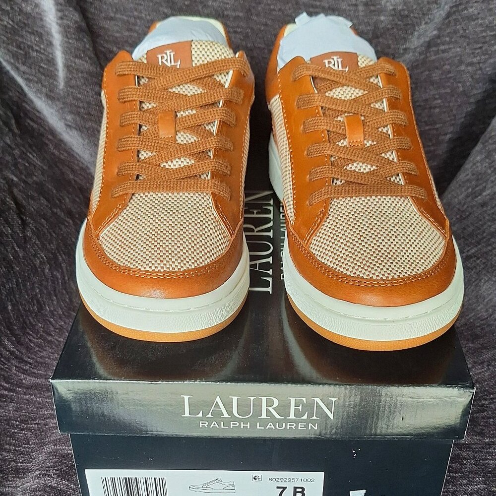 New Ralph Lauren Polo Hailey Woman's Sneakers Shoes Brown sizes 7 or 7.5